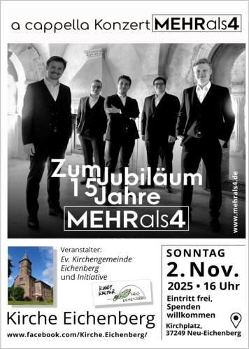 A Cappella Konzert • Zum Jubiläum 15 Jahre »MEHR als 4« 